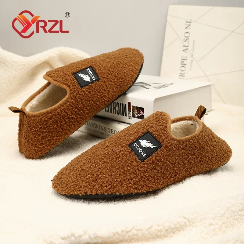 Yrzl chinelo de inverno masculino chinelos de algodão disigner quente casa interior sapatos casuais de alta qualidade antiderrapante pelúcia inverno casal sapatos