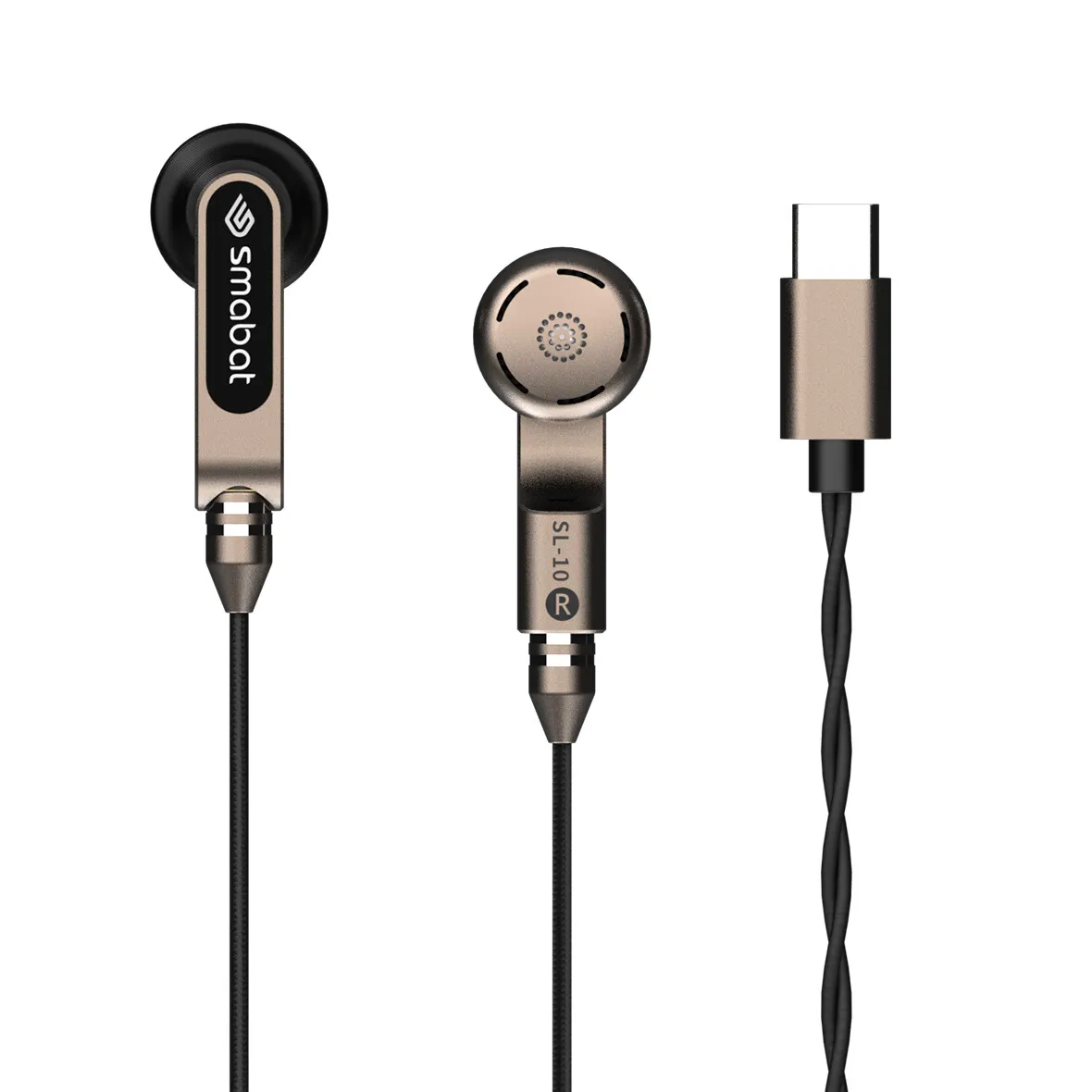 SMABAT SL10 Dual Dynamic Driver หูฟังชนิดใส่ในหู Hifi 3.5 มม./typec Bass Flat Head Plug หูฟังพร้อมไมโครโฟน