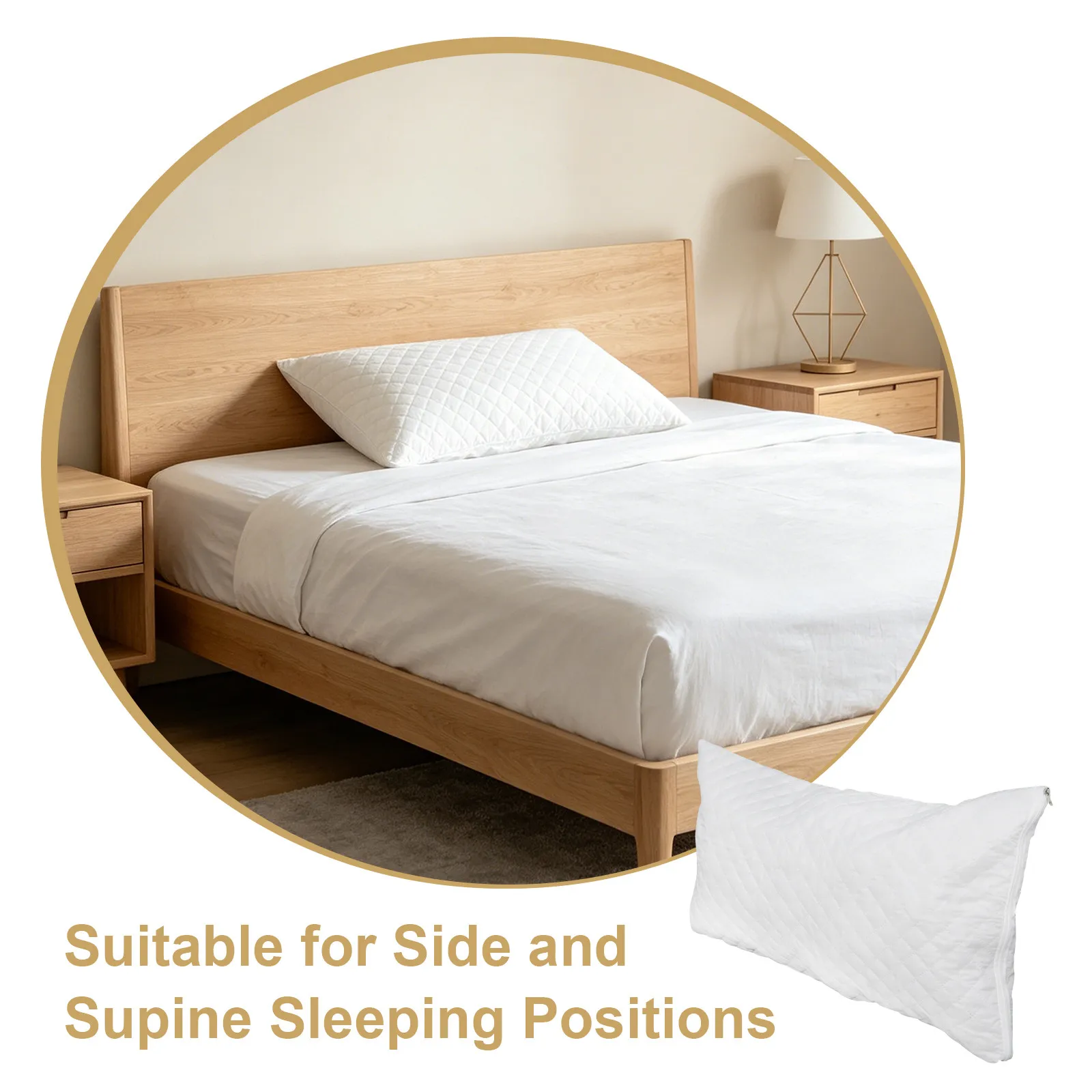 2Pcs Quilted Pillow Insert Liner Ultrasonic Stitched Breathable Dust Proof Inner Pillow Case for Home Hotel Bedding 55Cm