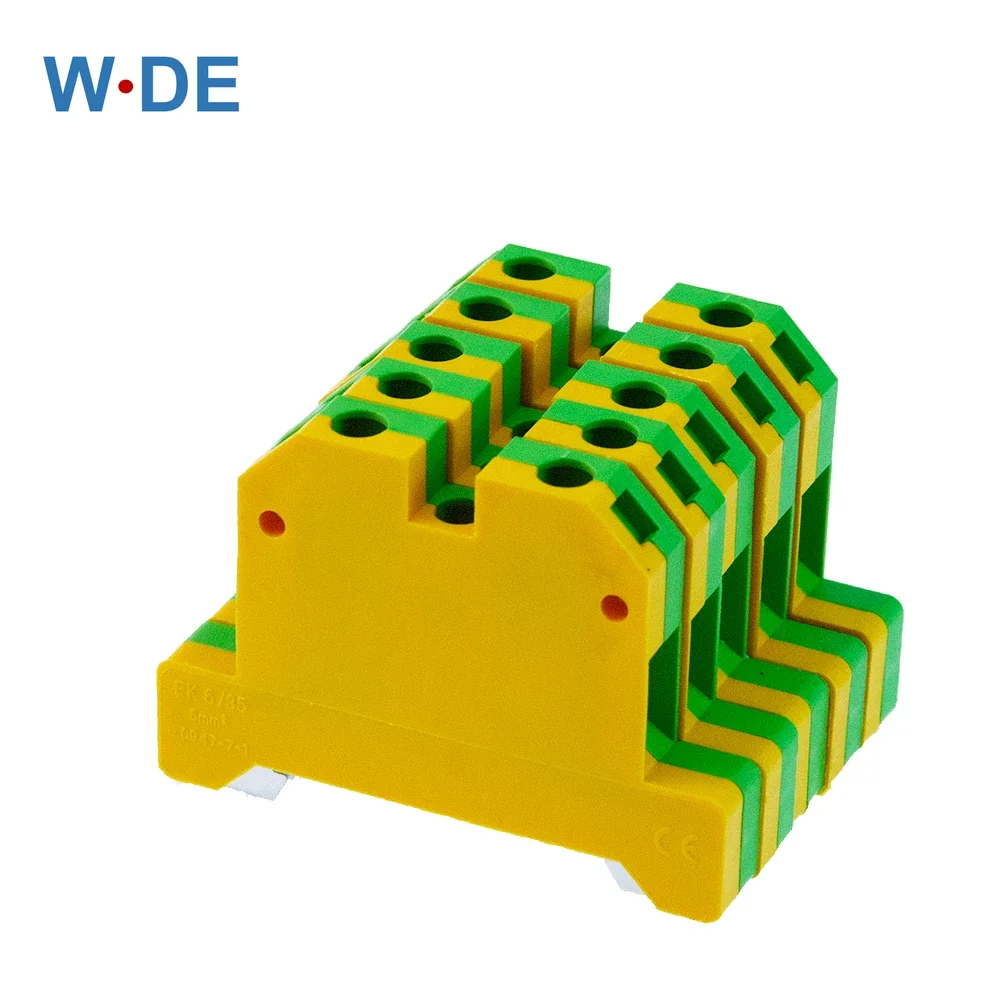 PE Wire Conductor 10Pcs EK-6/35 Connector Ground Screw Connection Din Rail Terminal Blocks EK6/35