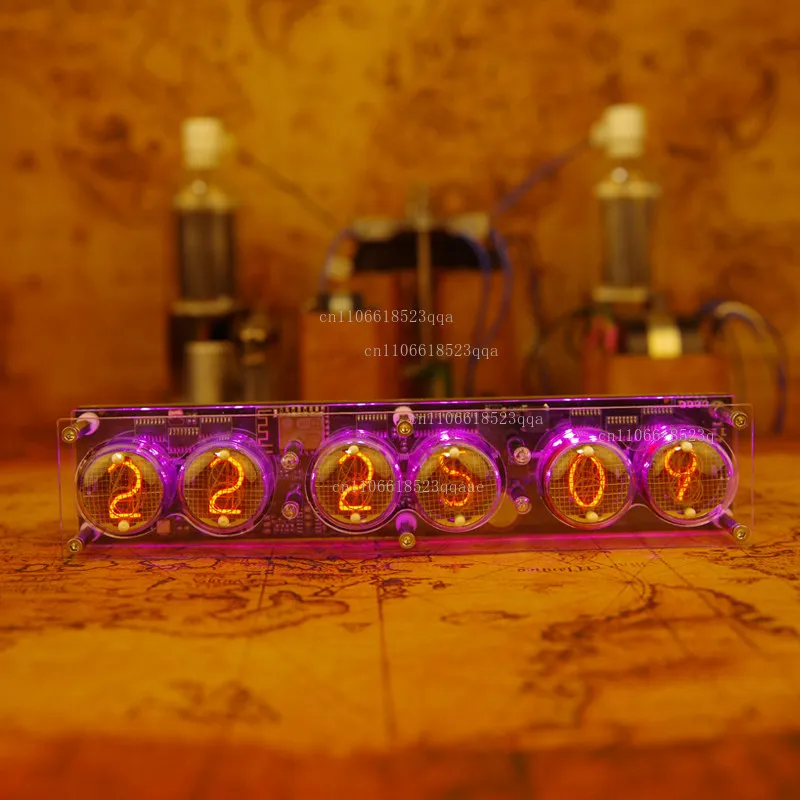 Non-Glow Clock 6 Six-digit in4 Tube Cybertech Punk Gaming Computer Desktop Table Ornament