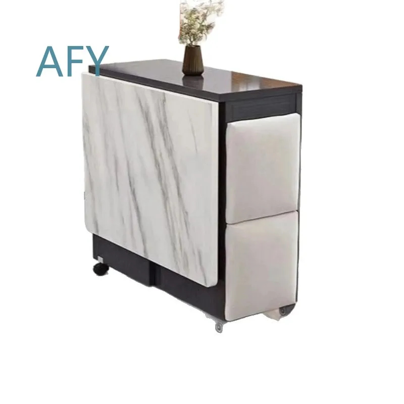 Removable Slate Folding Dining Table and Chairs for Home Small Apartment Dining Table Rectangular Multifunctional Wall