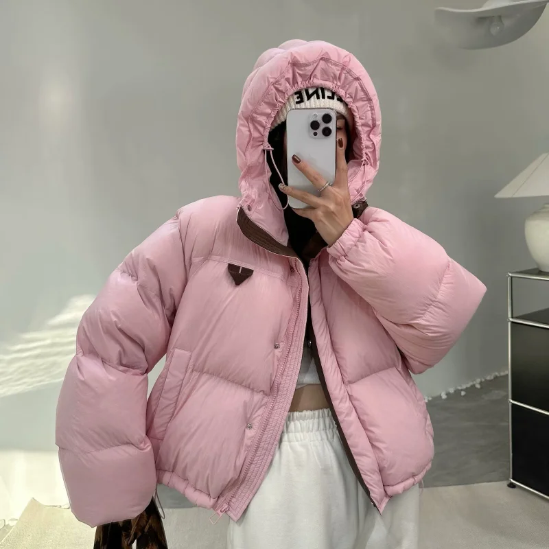 Women\'s Short Down Jacket, 90 White Duck, Thickened Warm Coats, Korean Version of The Color Fashion, Casual Short Hood Outwear