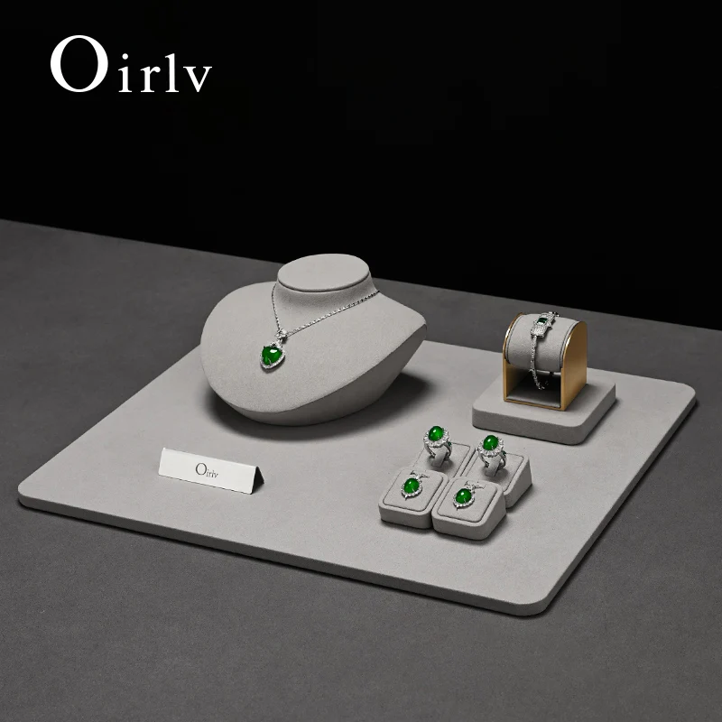 

Oirlv Gray Jewelry Display Set Shop Cabinet Display Props for Necklace Display Bust Watch Ring Earrings Bangle Decoration Rack