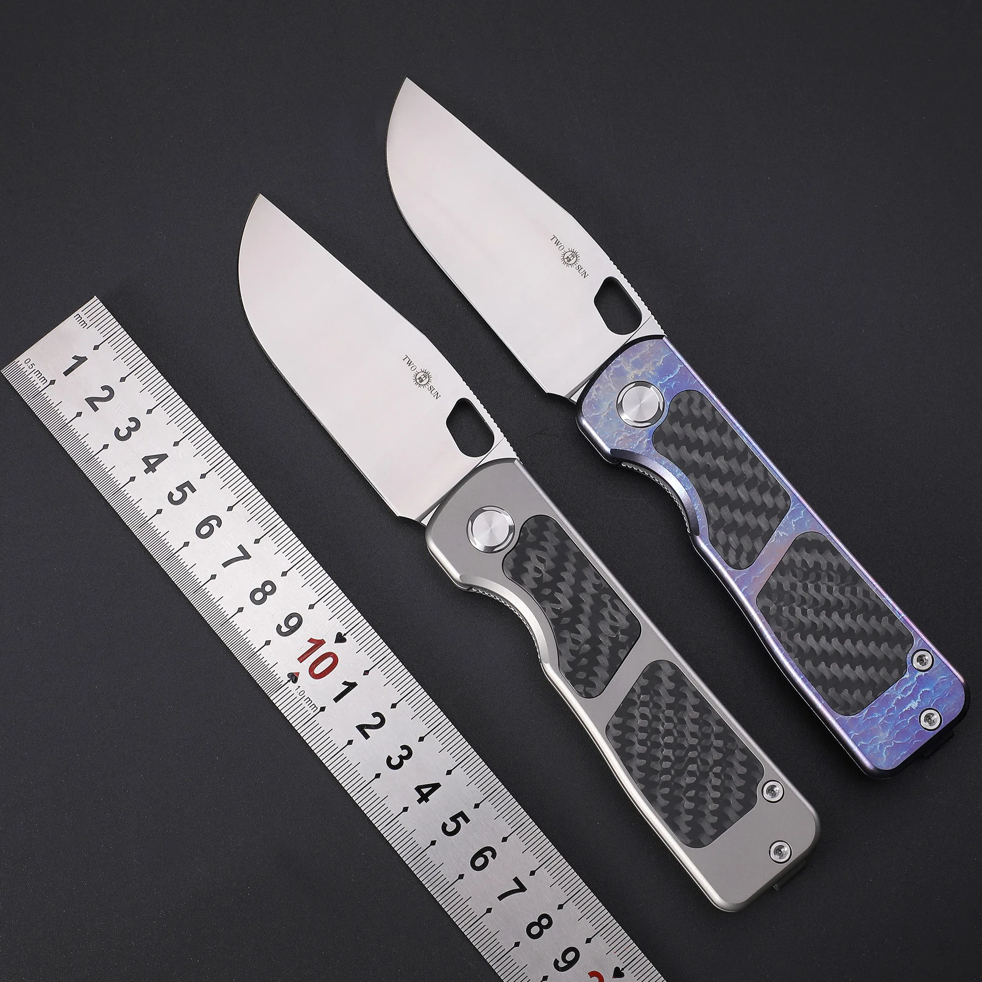 

TOW SUN TS396 Tactical High-end Folding Knife D2 Steel Carbon Fiber Titaniu Handle Hunting Hiking Camping EDC Pocketknives