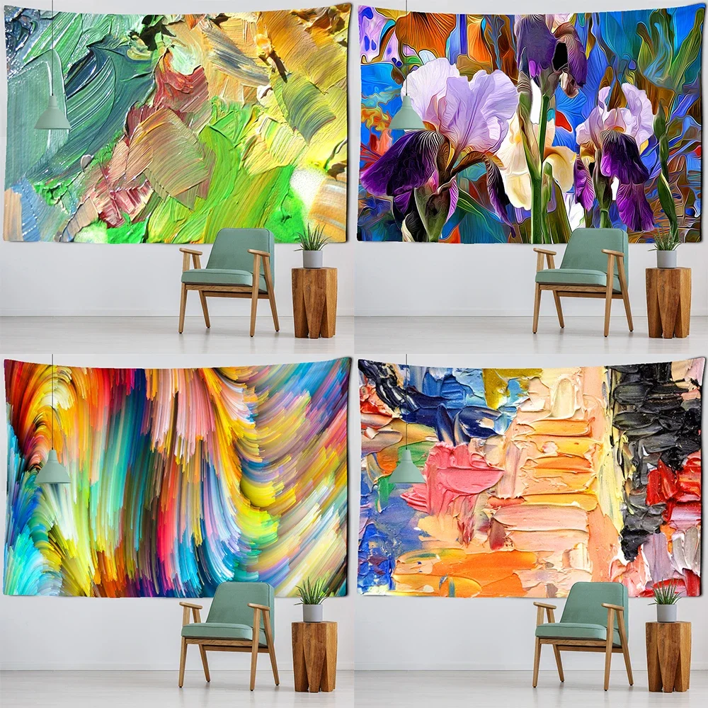

Abstract printing pattern oil painting wall hanging mandala tapestry home decoration living room background wall tapestry