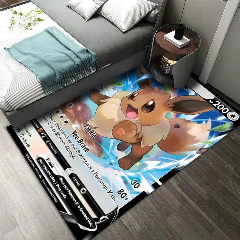 15 Sizes Game Pokémon Eevee Family Pattern Rugs Living Room Bedroom Carpet Bedside Bathroom Floor Mat Kids Room Non-slip Mat