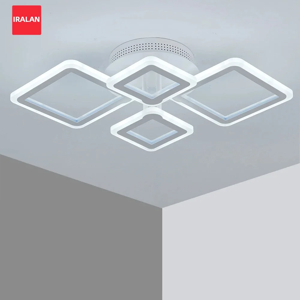 Modern Square Ceiling Lamp LED Dimmable Acrylic Ceiling Light Fixture Flush Mount Chandelier with Remote for Room Hallway Aisle
