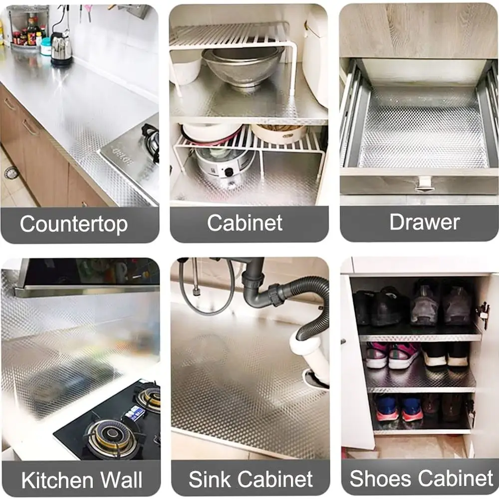 1 Roll Aluminum Foil Oil-proof Wallpaper High Temperature Self Adhesive Kitchen Sticker 40x100cm 40x300cm Anti Fouling