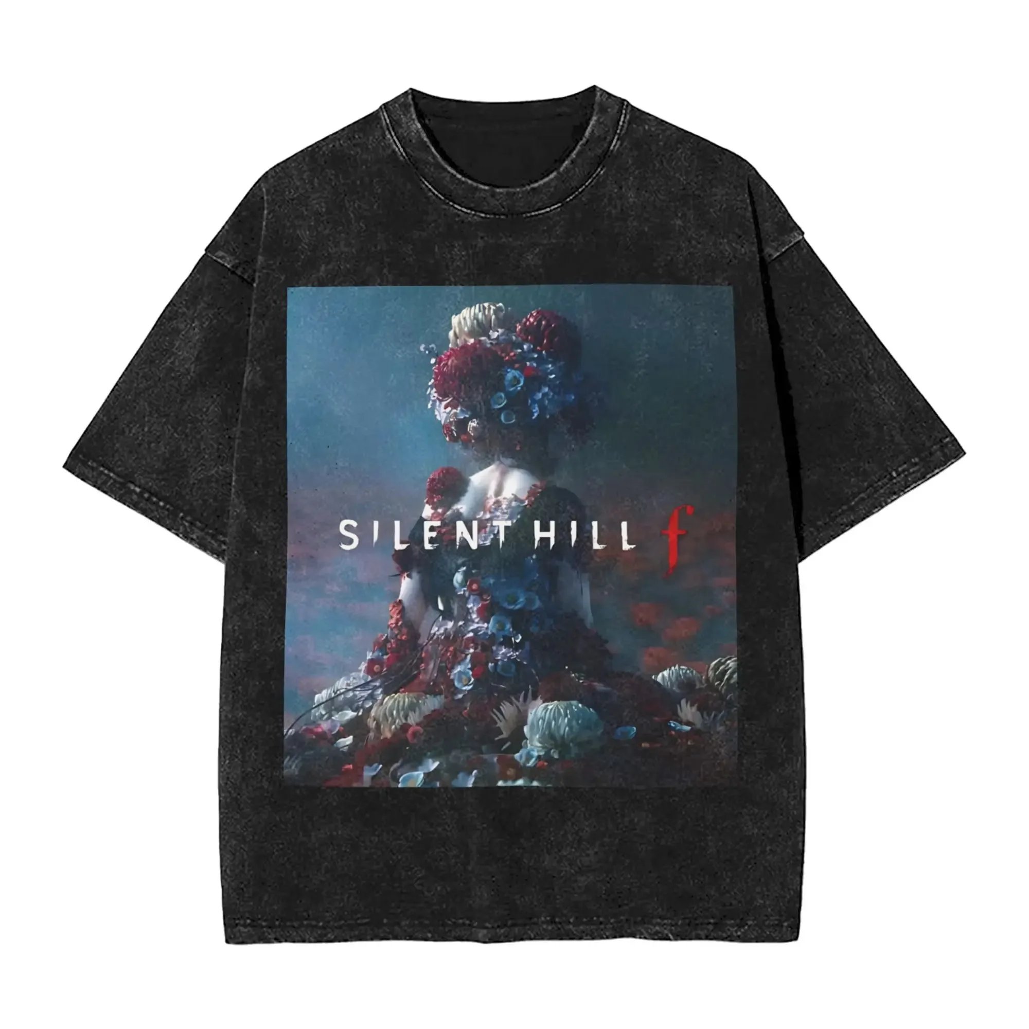 تي شيرت جديد لعبة رعب لعام 2025 تي شيرت مطبوع عليه صورة سايلنت هيل F تي شيرت عتيق مغسول ملابس هاراجوكو موضة الرجال والنساء لمحبي #3