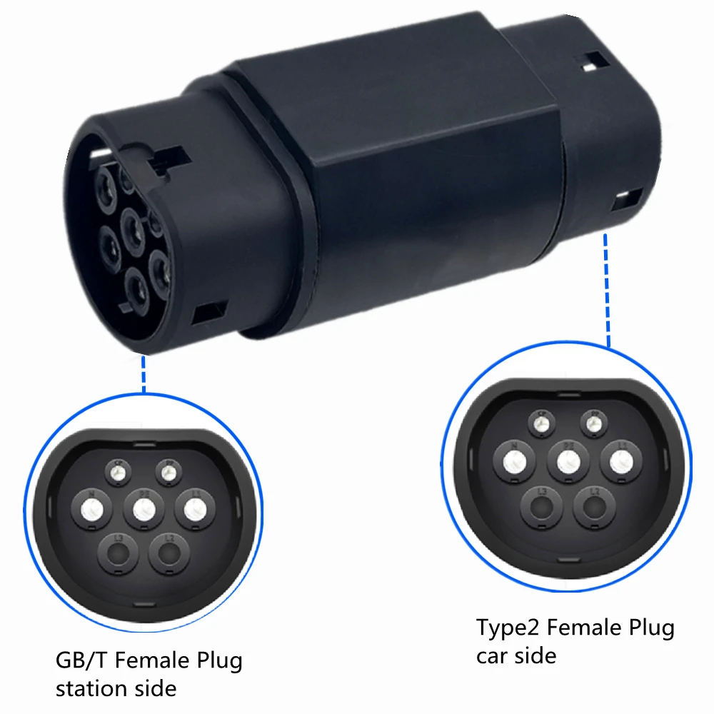 GBT EV Adapter GB/T to Type 2 Electric Car Charger Accessories Adaptor 32A 21KW AC 380V EVSE Charging Convertor Connector