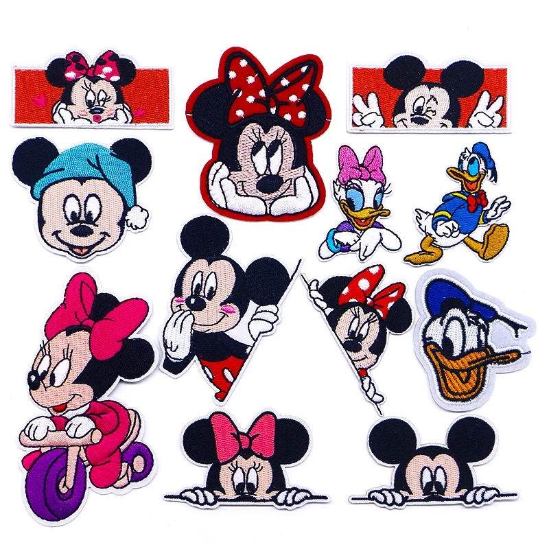 Disney Donald Duck Mickey Minnie Mouse Icon Embroidery Applique Patches For Clothing DIY Iron on Patch on the stickers