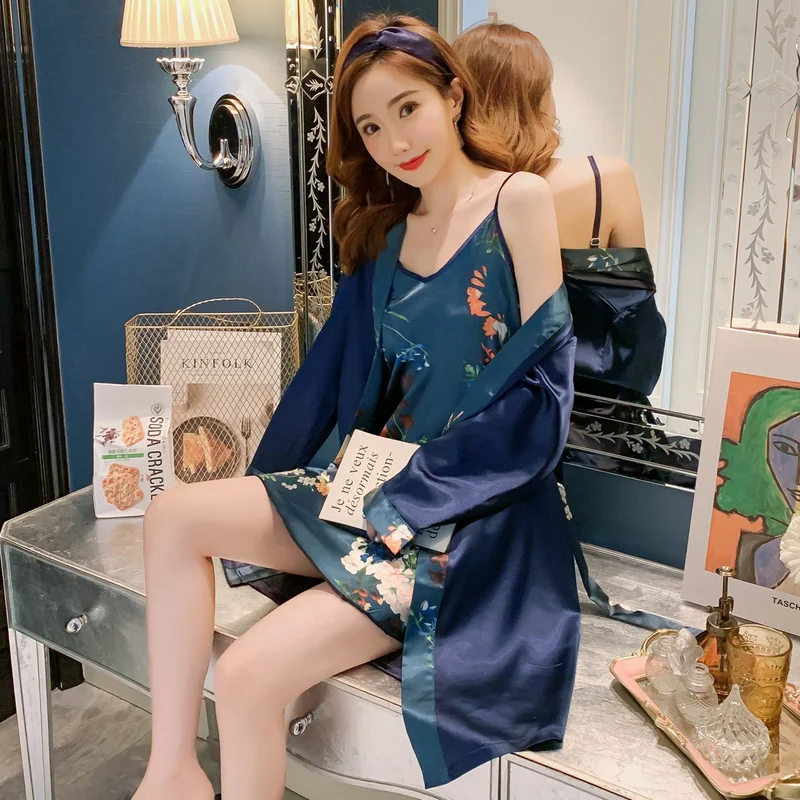 

Women Robe & Gown Sets Spring Newest Sweet Simple Sexy Mini Nightdress Patchwork Stylish Ice Cozy Elegant Casual Homewear