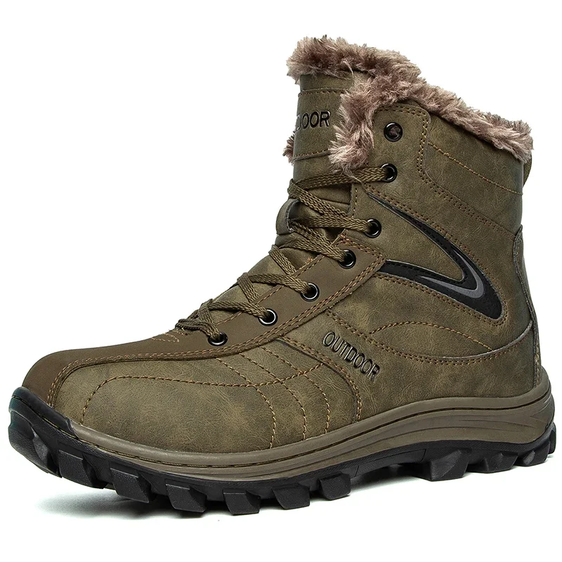Men Tactical Military Snow Boots Genuine Leather Army Hunting Hiking Shoe Winter Boots For Men Outdoor Shoe Padded Warmth
