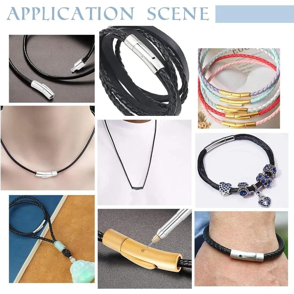 4 قطعة 2 ألوان العمود 304 الفولاذ المقاوم للصدأ حربة قلادة المشابك مع دفع زر الحبل نهاية موصلات المشابك حبل المشابك والمجوهرات #6