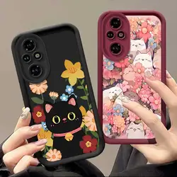 200 Flowers and Cats Sky Eye Ladder Phone Case For Honor 90Lite 70Lite X50i 50 50SE X40i X30 X9A X9 9X X8 X7 X6 X5 Cover