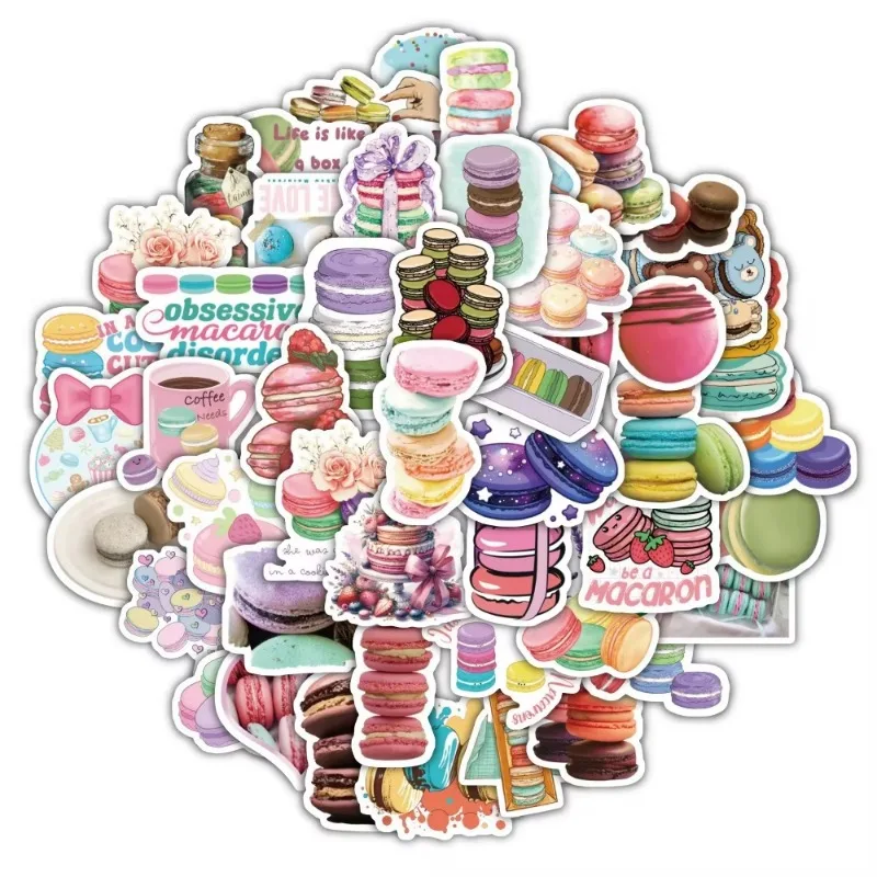 60Pcs/Set Cartoon Macaron Food Stickers Dessert Creative Decoration Notebook Luggage Phone Case DIY Adhesive Sticker Waterproof