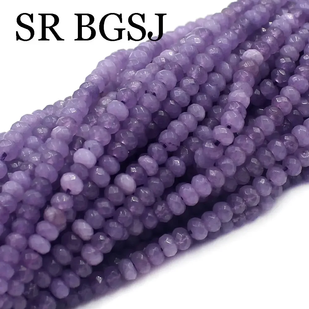 SR 2x4mm Faceted Natural Gemstone Stone Semi Lepidolite Small Mini Rondelle Seed Beads Strand 15\