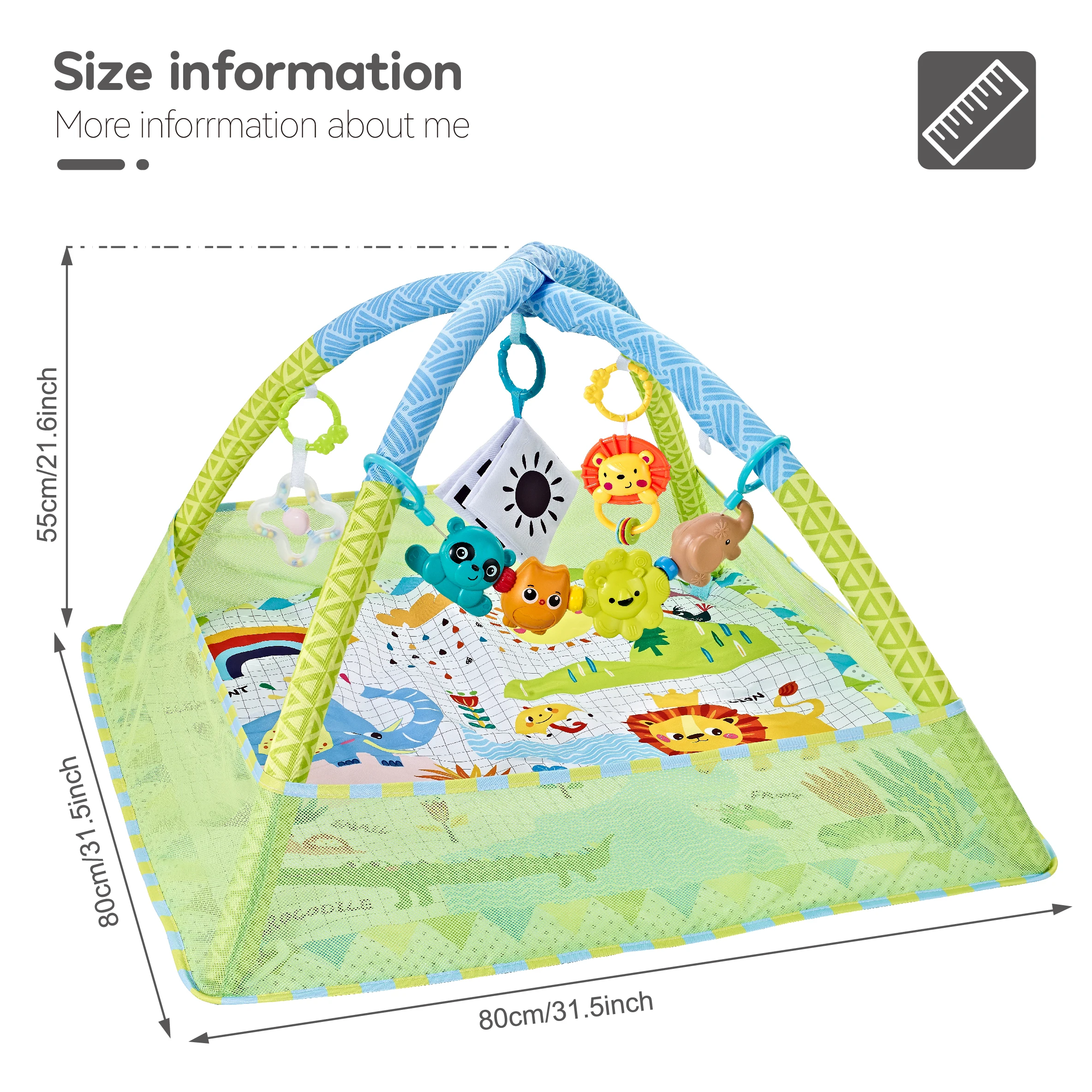 Baby Game Fitness Blanket Square Cartoon Animal Foldable Puzzle Education Blanket Machine washable Easy Clean Baby Fitness Stand