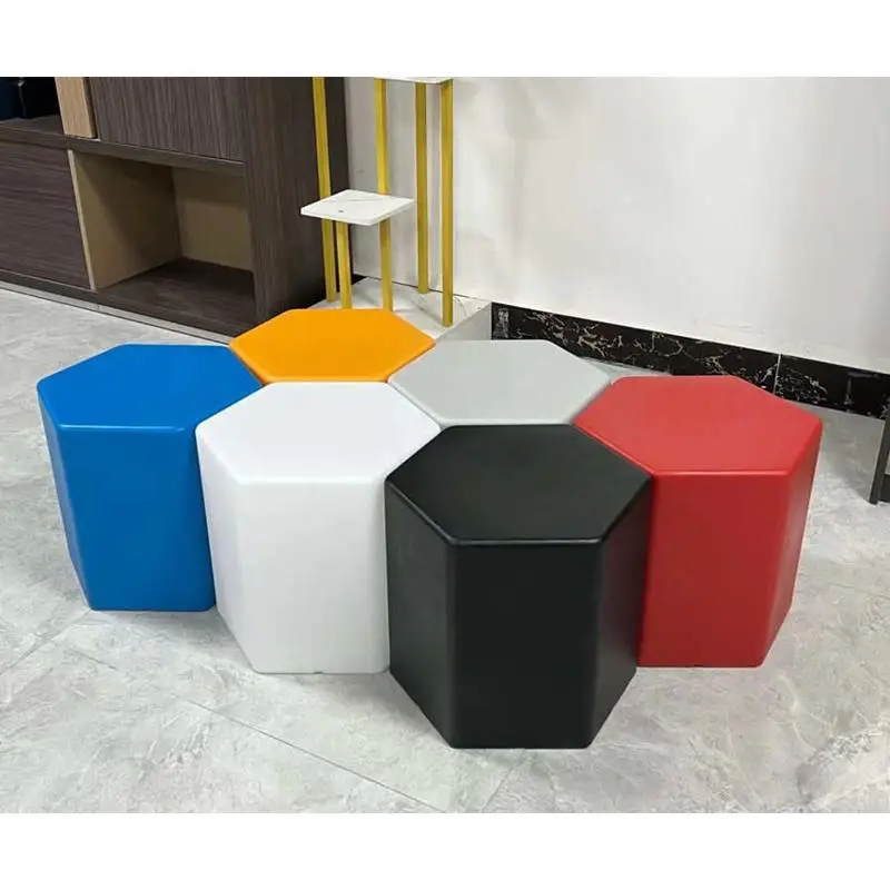 Nordic designer hexagonal bench, shoe change creative wooden barrel stool, a few corners on the side