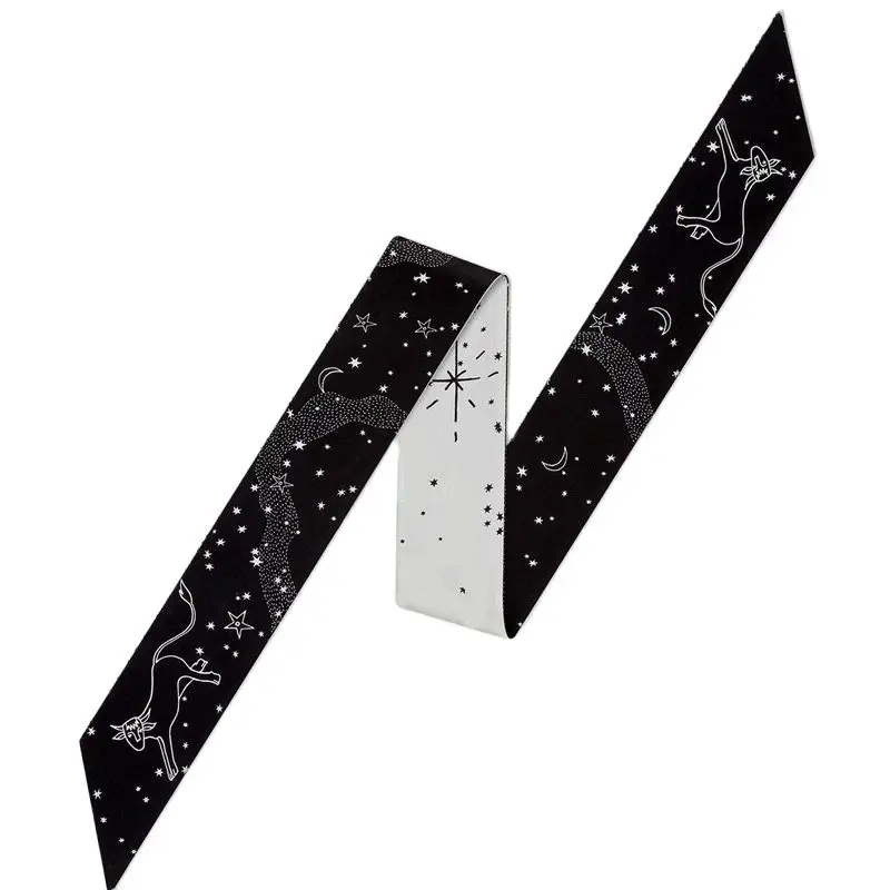 Petite écharpe multi-usage pour femmes, 12 motifs de constellations, exquise beauté, nouveau ruban noir, accessoires, 2023