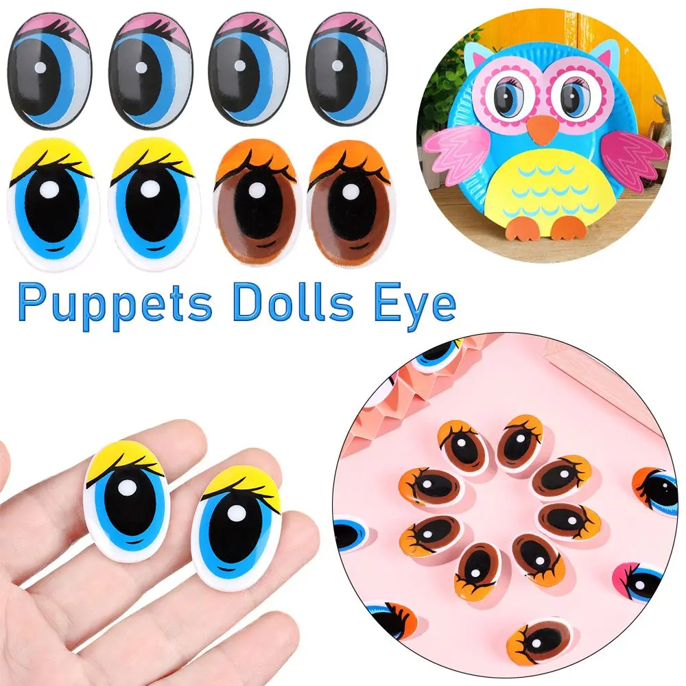 Handmade Kids Toys Plastic Colorful Oval 3D Dolls Accessories DIY Dolls Materials Cut Cartoon Eyes Plush Panda Eye