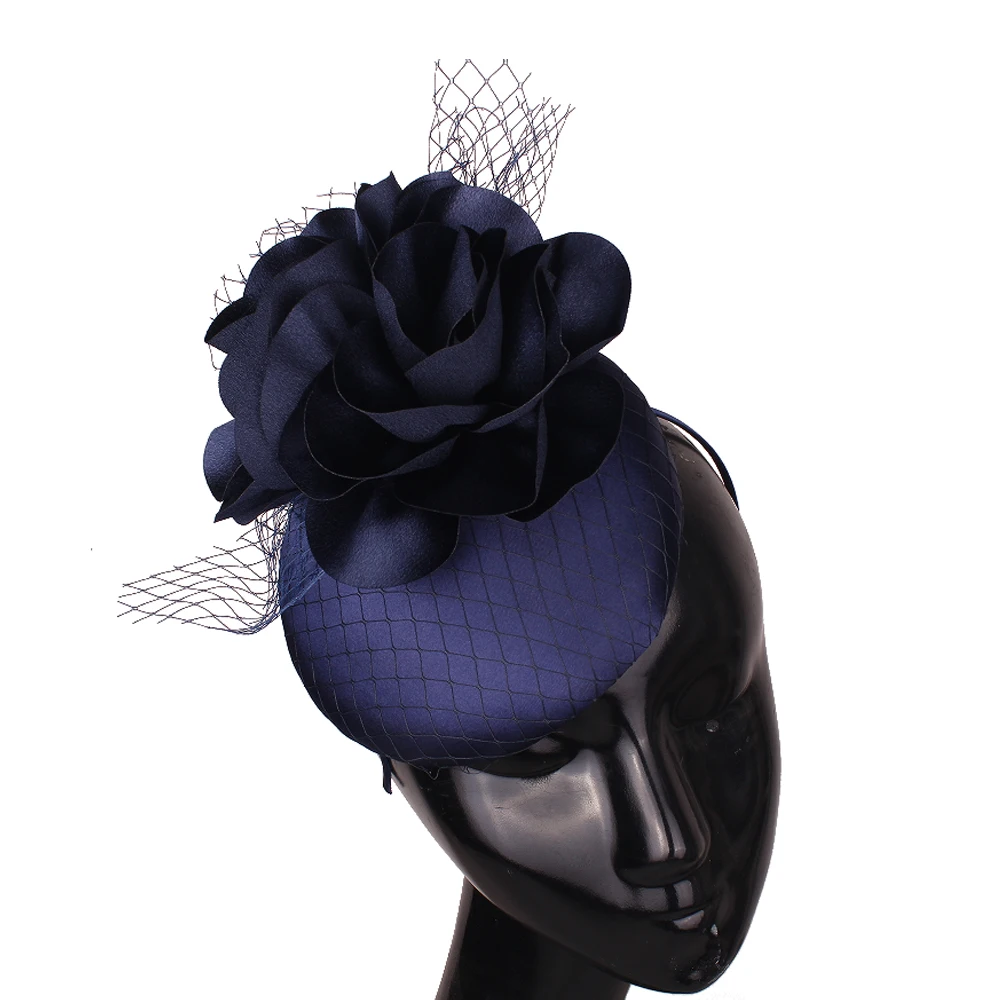

Nice Flower Satin Fascinators Hat For Wedding Bridal Marry Ladies Hats Headband Party Dinner Headwear For Women Hair Accessory