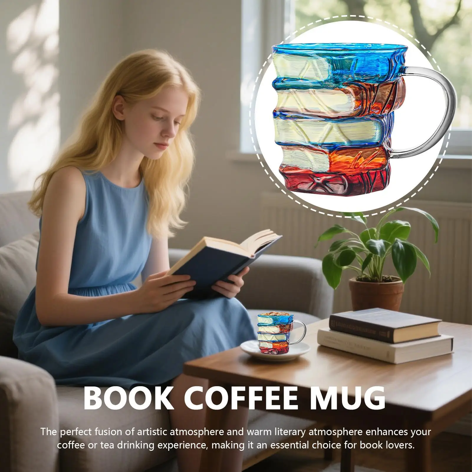Buchliebhaber-Tasse, Glas, Buchbecher, Kaffeetasse, lustiges Dekor, Vintage-Trinkgeschirr, Heimdekoration, Schreibtischzubehör, Wasserbecher für Milch, Tee, Saft