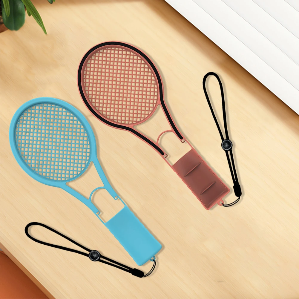 2 ชิ้นไม้เทนนิสสําหรับ Nintendo สําหรับสวิทช์ 2 Joy-Con เทนนิส Racquet Grip Handle Holder อุปกรณ์เทนนิสพร้อมสายรัดข้อมือ
