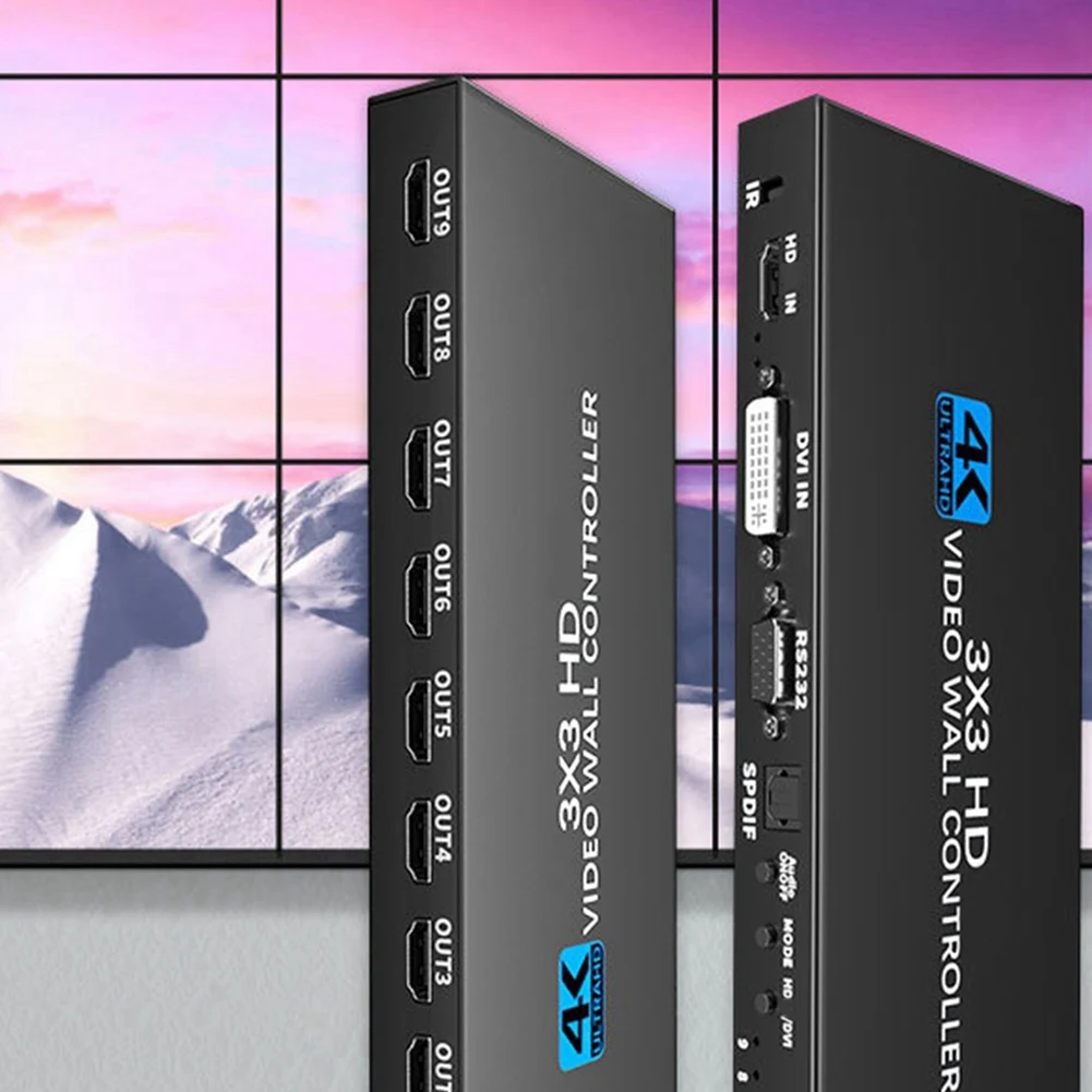 

Горячий! 4K HDMI-совместимый видеоконтроллер Процессор видеостены 3x3 HDMI-совместимый многоэкранный видеопроцессор US PLUG
