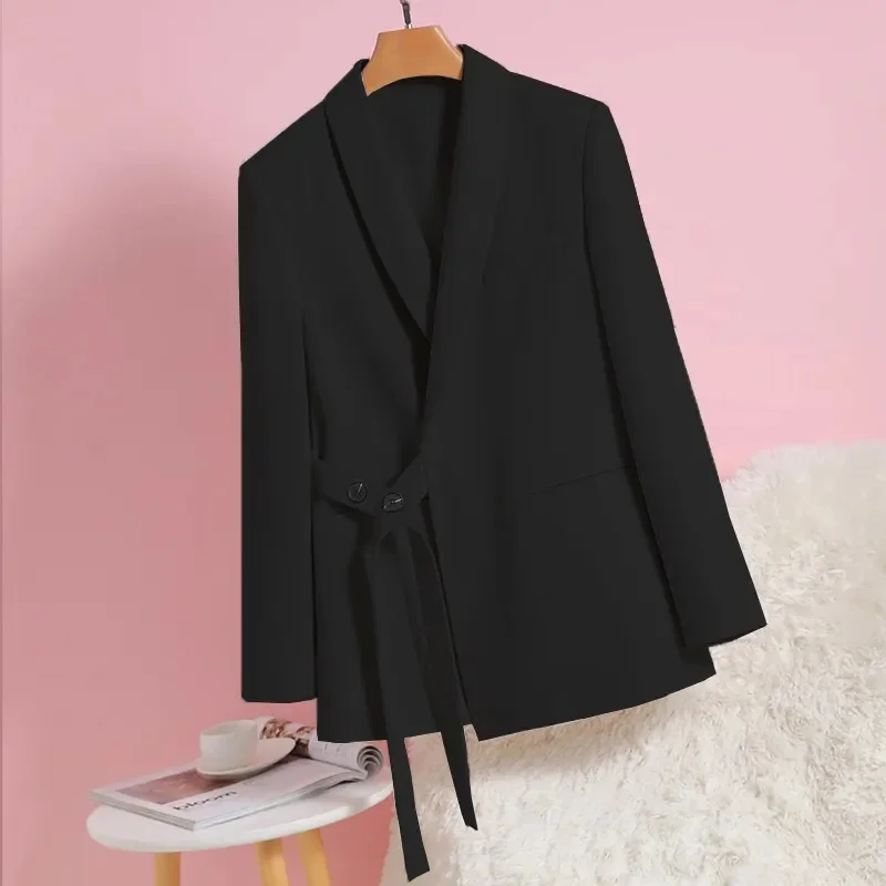 Pink Olive Collar Suit Jacket Female 2023 Spring and Autumn New Temperament Casual Relaxed Commuter Professional Blazer Jacket