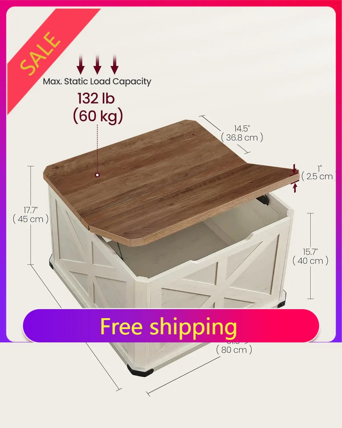 

Высококачественный журнальный столик в стиле фермерского дома с местом для хранения, квадратный центральный столик для гостиной со скрытыми отделениями