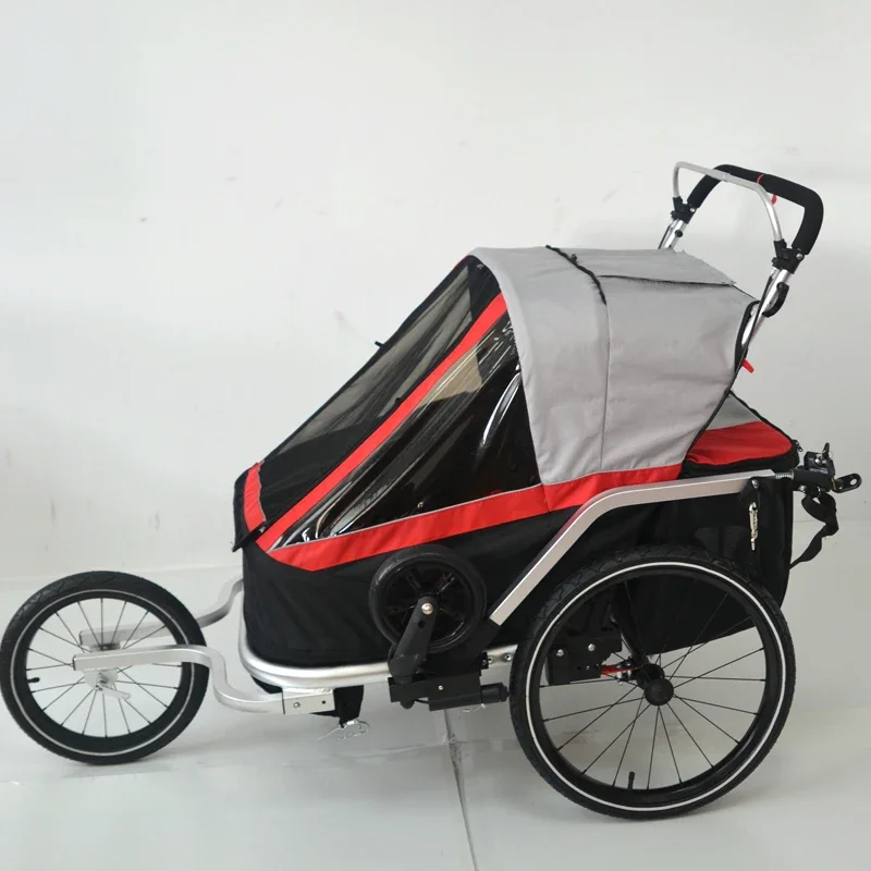 Baby bicycle trailer aluminum alloy double seat child push trailer