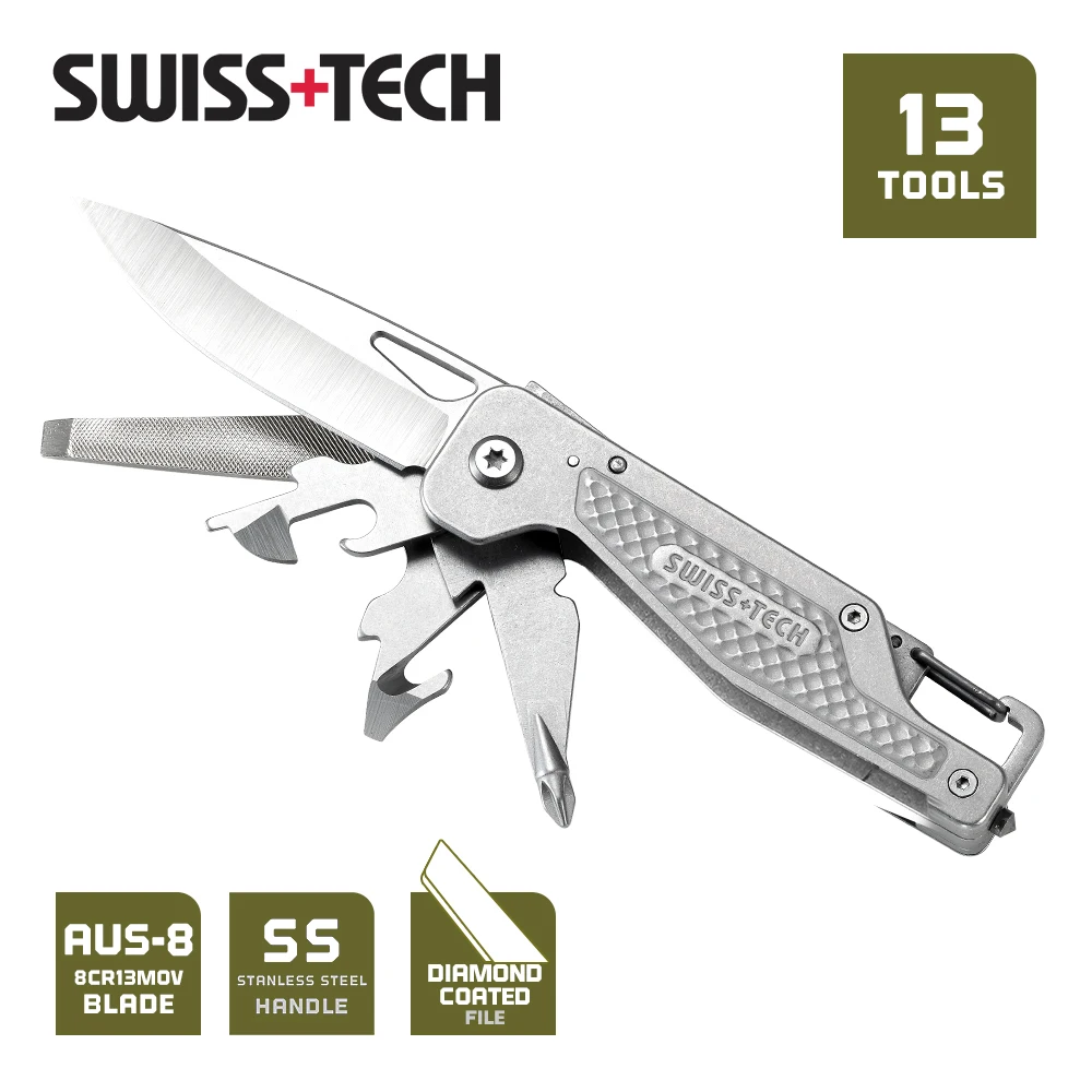 

SWISS TECH 13 In 1 Multitool Folding Knife Pocket EDC Tools Protable Screwdriver Outdoor Survival Hiking Fishing Camping Knives