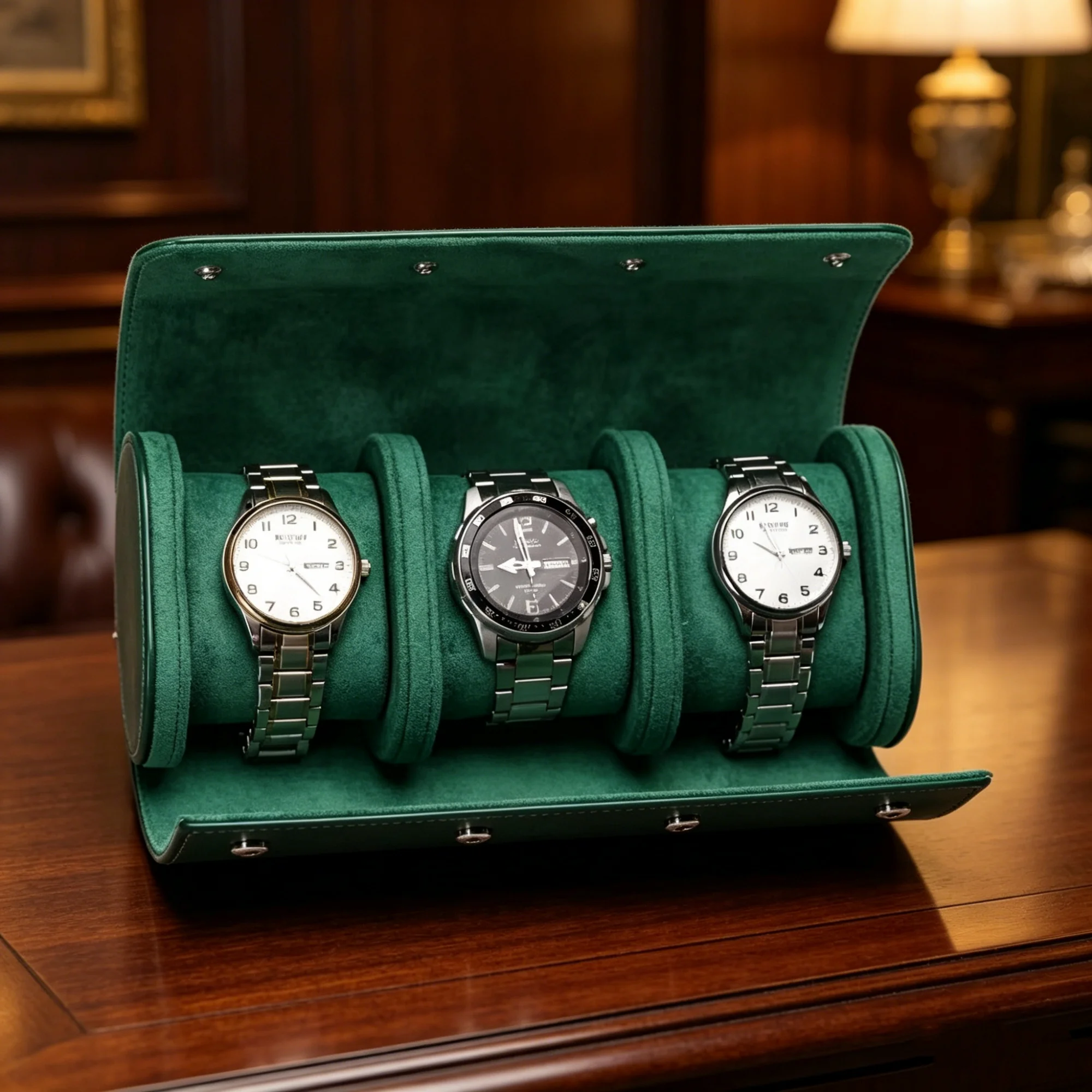 Estuche de Viaje para Relojes de Cuero, con 1/2/3 Ranuras, Portátil, para Relojes Rolex, Breitling, Santos, Omg, Mecánicos y de Cuarzo, a Prueba de Polvo