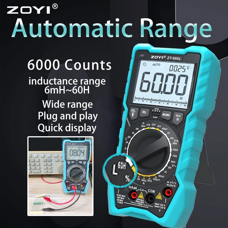 ZOYI automatic range inductance meter ZT-980L High precision multimeter full manual range electrician maintenance inductance 60H