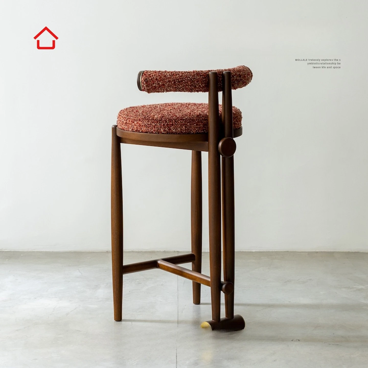 Designer hotel lobby stool villa matching natural stone metal light luxury minimalist long stool
