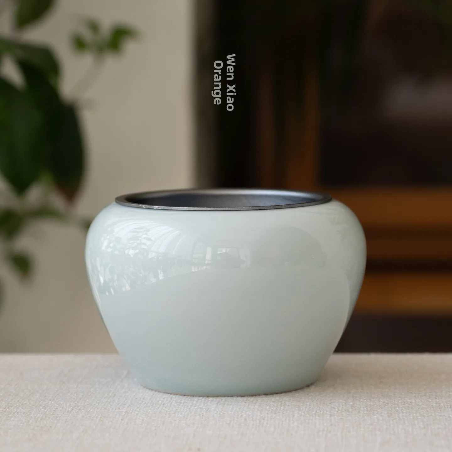 Wen XiaoCheng JianShui Ceramic Tea Washing Bowl Small Size for Home Use Tea Wastewater And Dregs Basin Traditional Chinese Style
