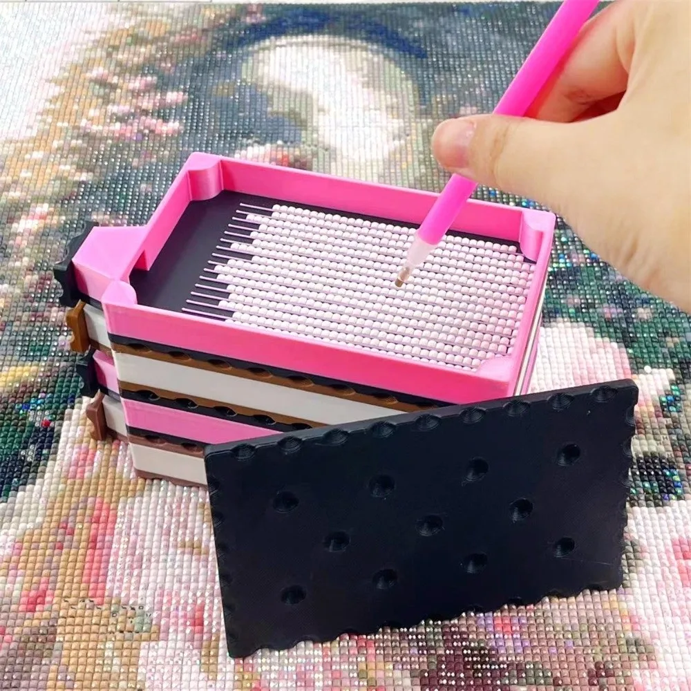 DIY Craft Diamond Painting Tray Kits Embroidery With Lid Drill Storage Box Biscuit Shape Beading Plates