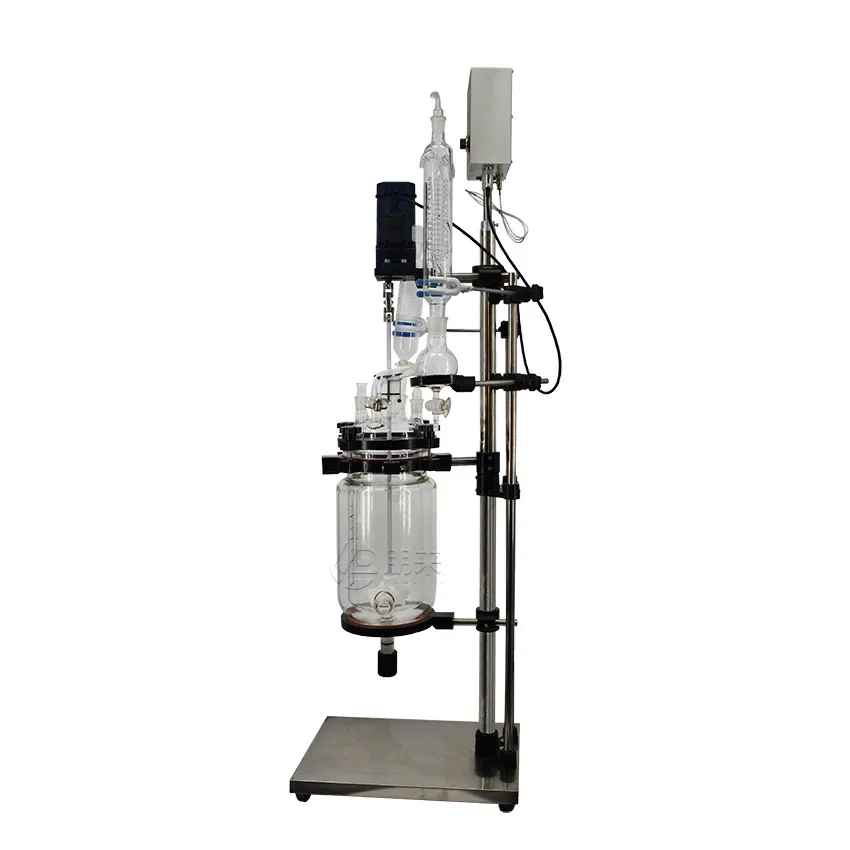 Explosion proof double-layer glass reactor laboratory small jacket electric heating catalytic synthesis double-layer glass