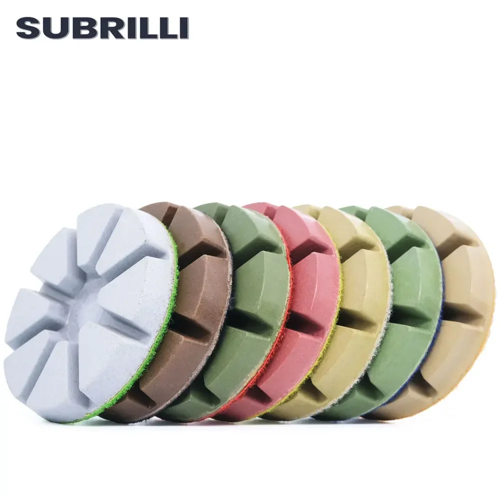 SUBRILLI 3 шт. 3 "Алмазные полировальные подушечки для пола, камень, гранит, мрамор, бетонный пол, обновление шлифовальных дисков, ремонт, смола, абразив