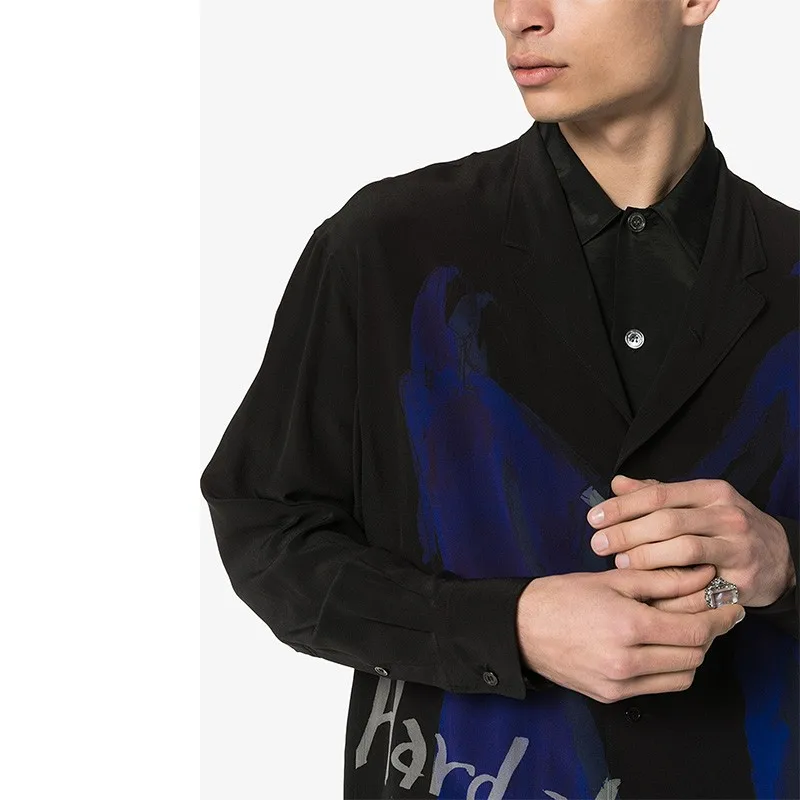 High Quality 20Ss Asakura Yuka Hand-Painted Hand-Printed Dark Style Shirt Luxury Design Japanese Shirt ,YAMAMOTO-Style