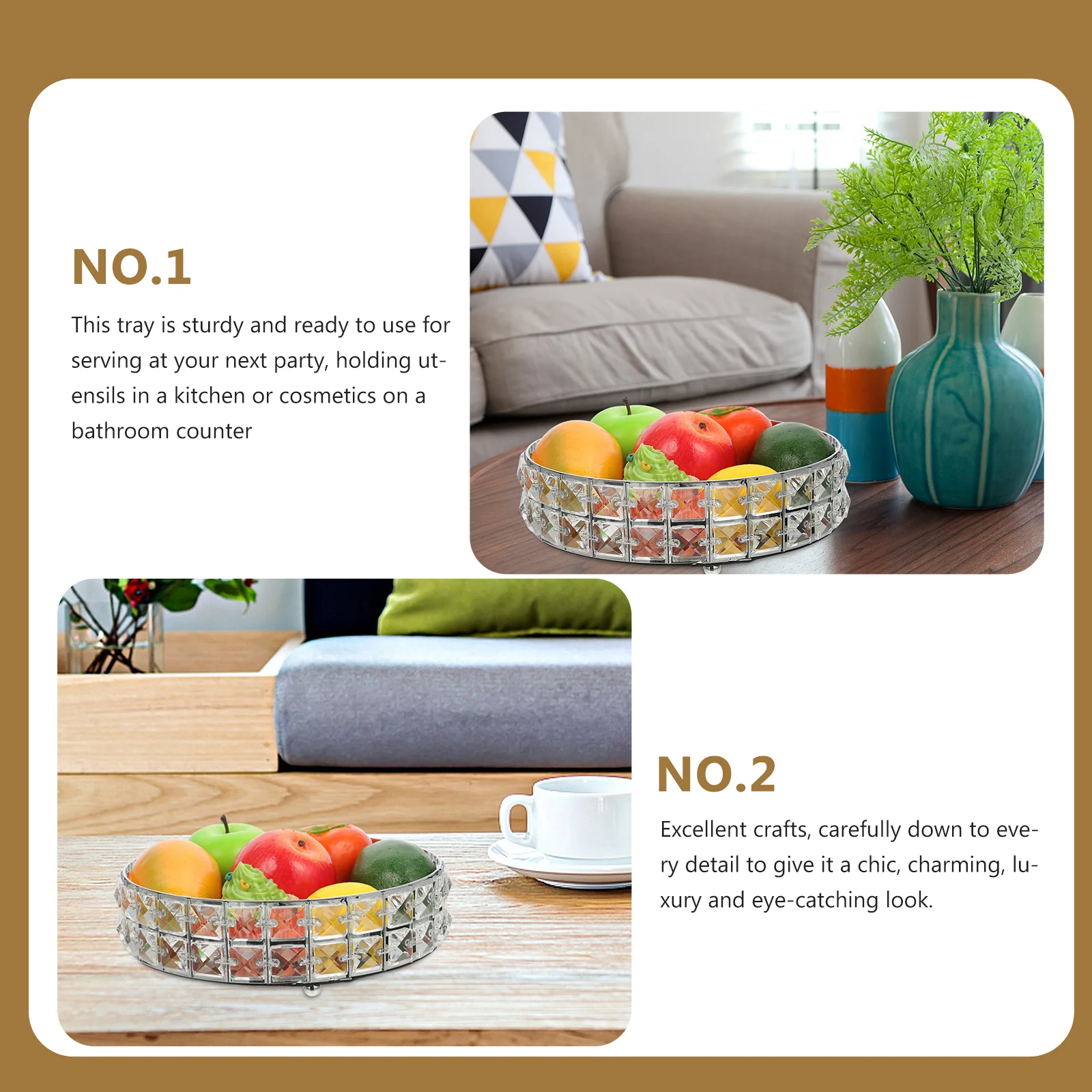 

Round Mirror Tray Decorative Serving Food Platter Table Decorative Tray Display Vanity Kitchen Dresser Storage Home Decor