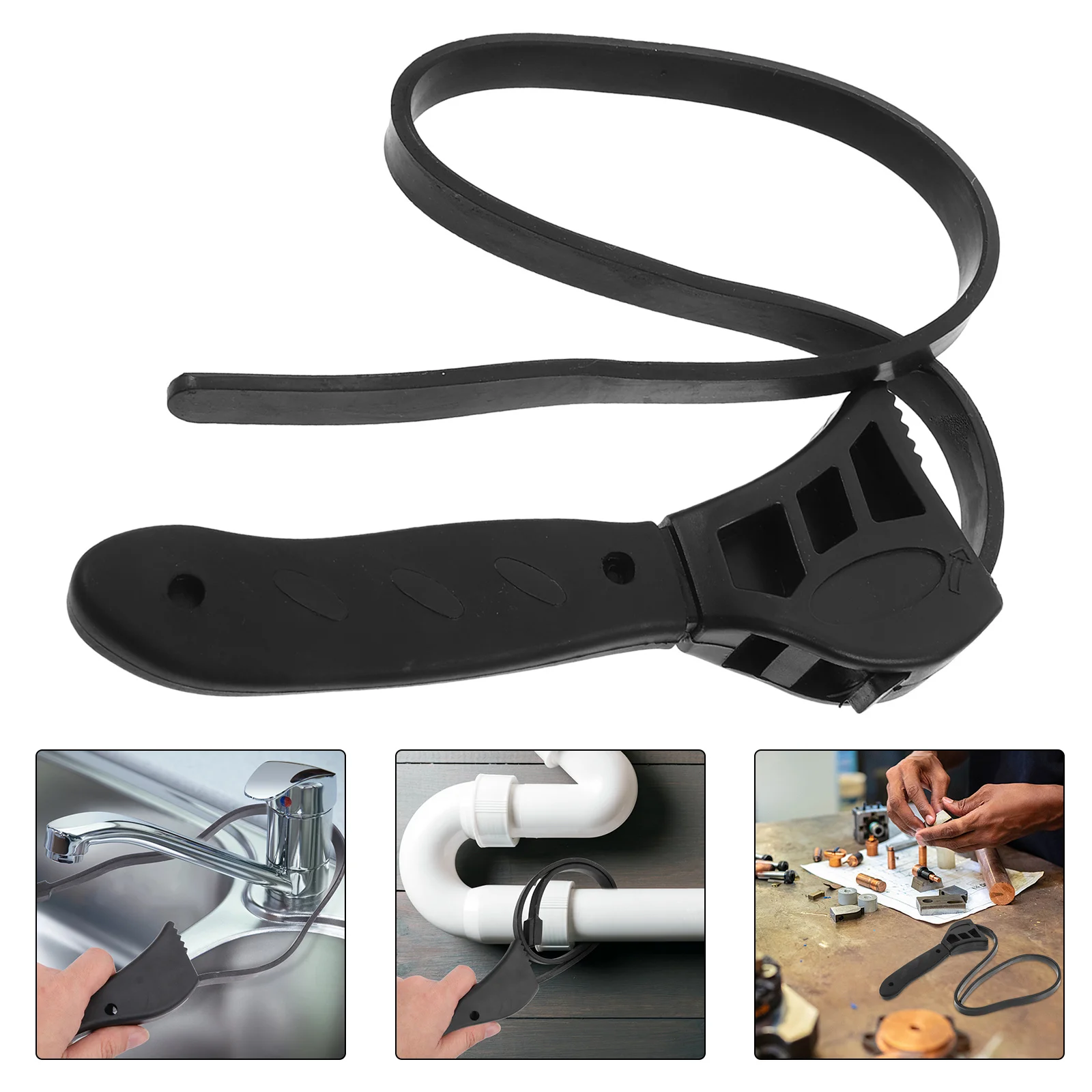 

Adjustable Strap Wrench Heavy Duty Oil Filter Removal Tool for Plumbing and Water Filter Multi-Functional Universal Rubber