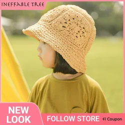 Summer Baby Straw Hat Kids Casual hollow flower Wide Brim Beach UV Protection Cap Girl Boy Outdoor Sun Panama Caps Fit 2-5Y