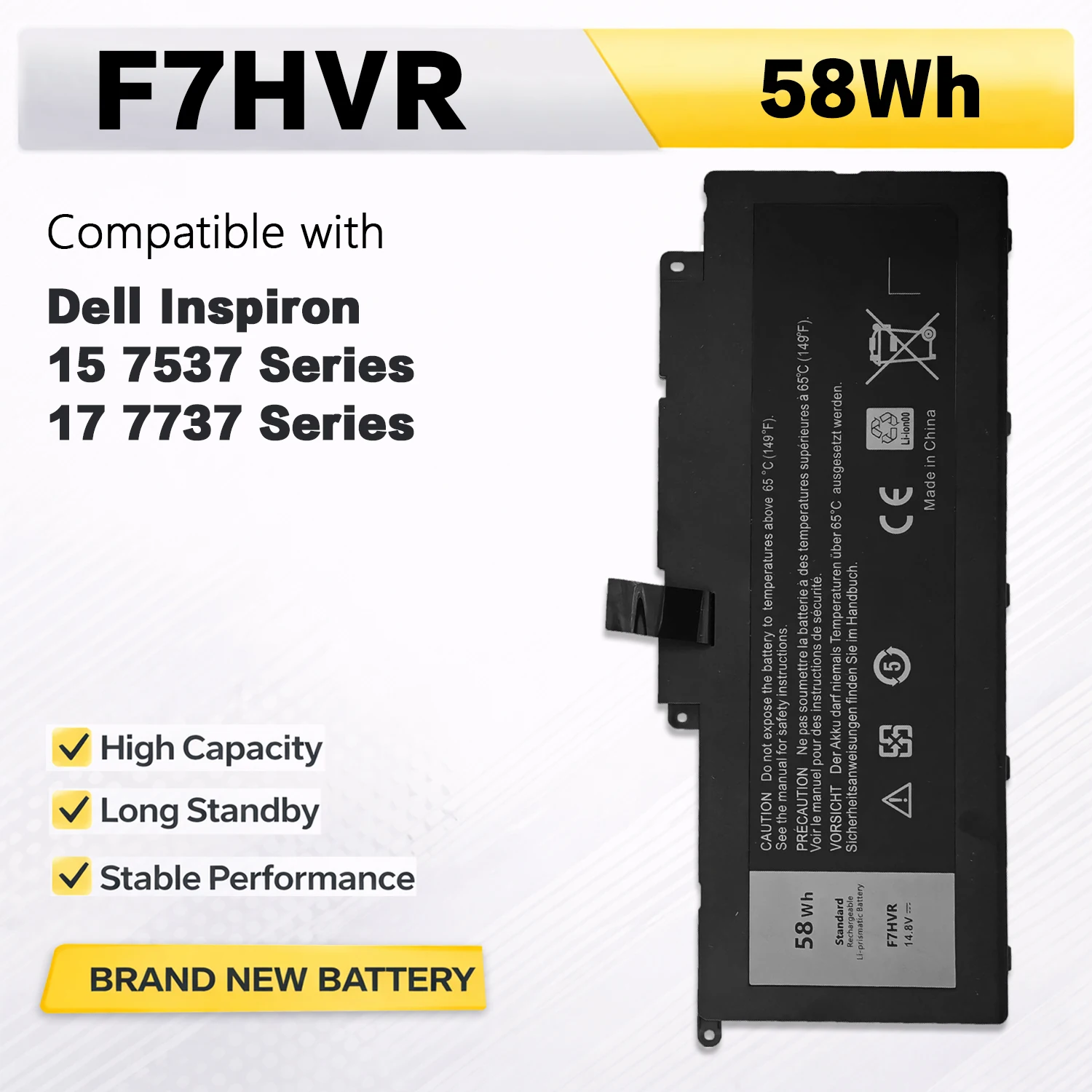 

PowerHub F7HVR Laptop Battery Compatible with Dell Inspiron 17 7737 15 7537 Series G4YJM 062VNH T2T3J Y1FGD