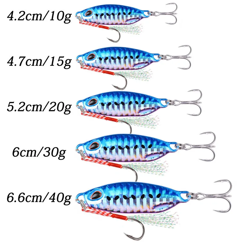 7PCS Metal Cast Jig Spoon 10G 15G 20G 25G 30G 40G Casting Jigging Lead Fish Sea Bass Fishing Lure Artificial Bait Tackle