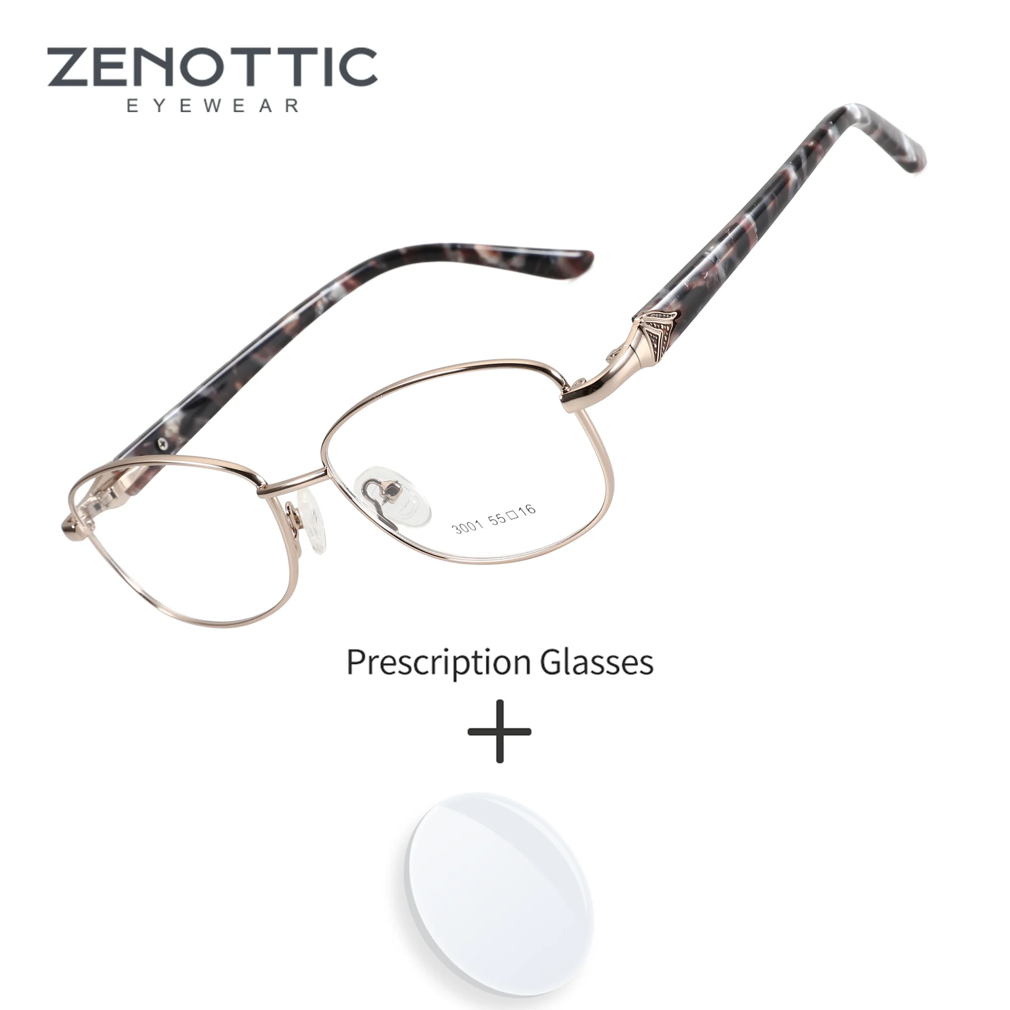 Lunettes de vue ZENOTTIC pour femmes, taille M, monture ovale en métal, verres progressifs anti-lumière bleue, lunettes de travail.
