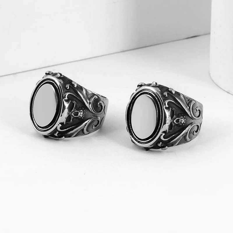 2022 New Gothic Steel Polished Round Rings With Skull&Eye Man Punk Rock Skeleton Men Ring Male Punk Rock Party Accessories