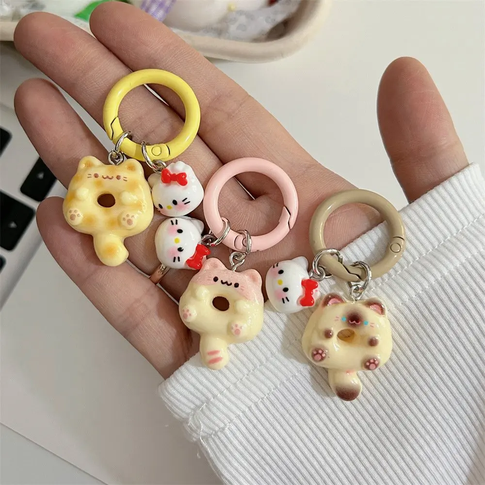 Porte-clés donut de dessin animé mignon pour femmes et filles, porte-clés pendentif Kawaii, accessoires de décoration de sac à dos à la mode, cadeaux drôles